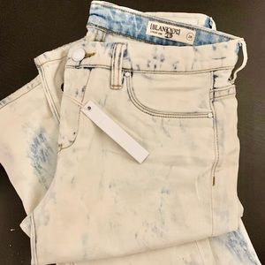 Blank NYC light wash spray on skinny jeans